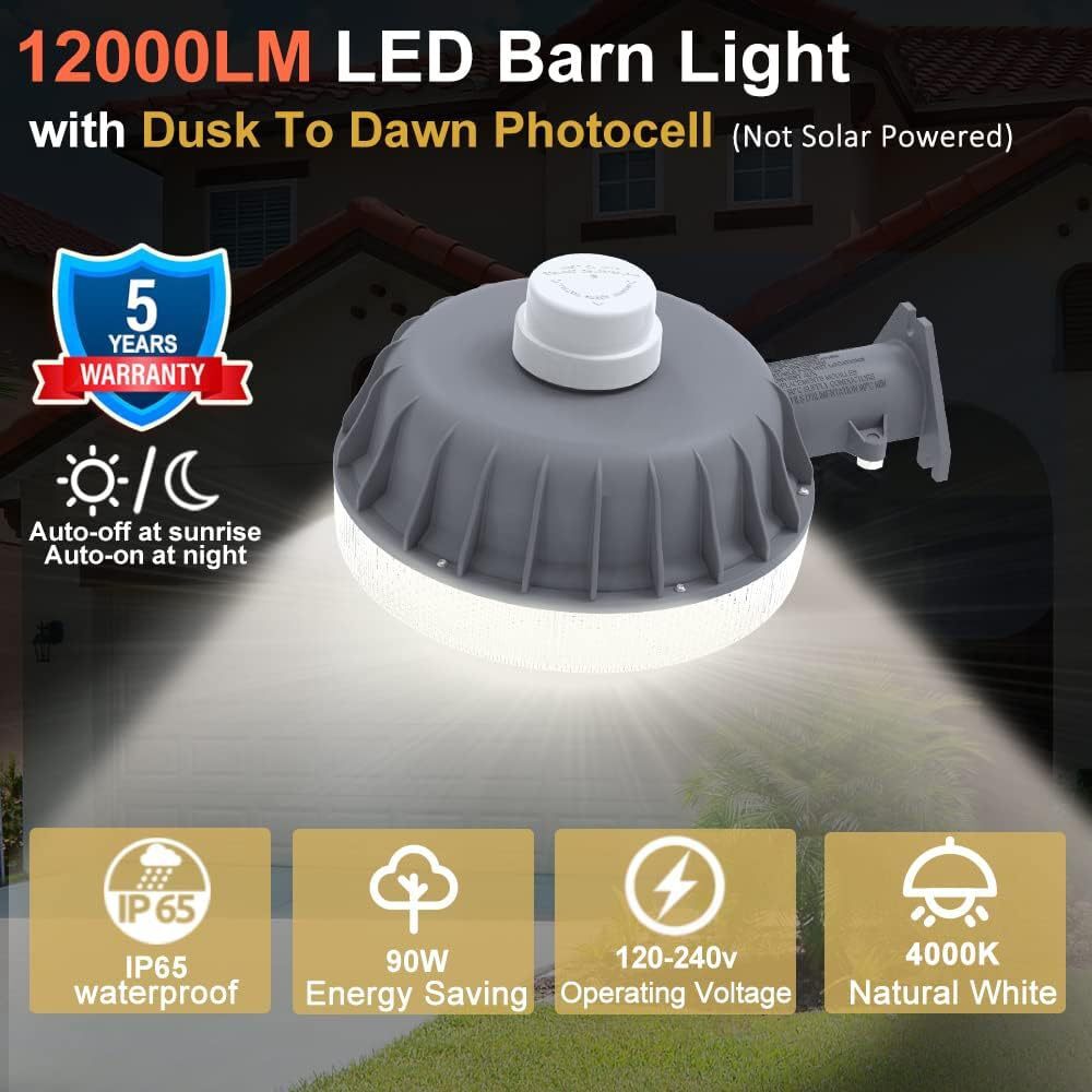 Owleye 12,000LM LED Barn Light Dusk to Dawn Outdoor