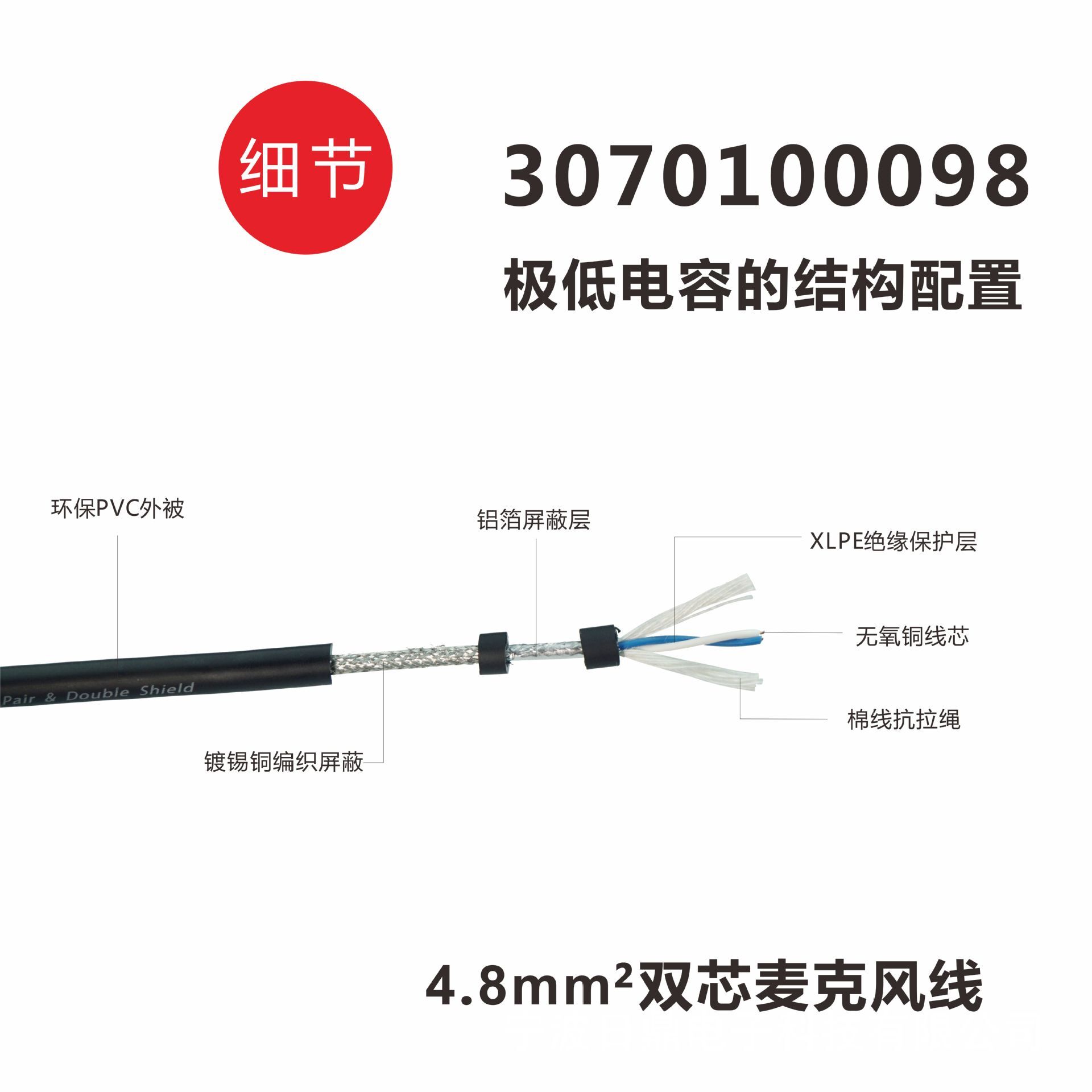 대만의 일본 상승 4.8 mm AES-3 두 배 핵심 선 3070100098