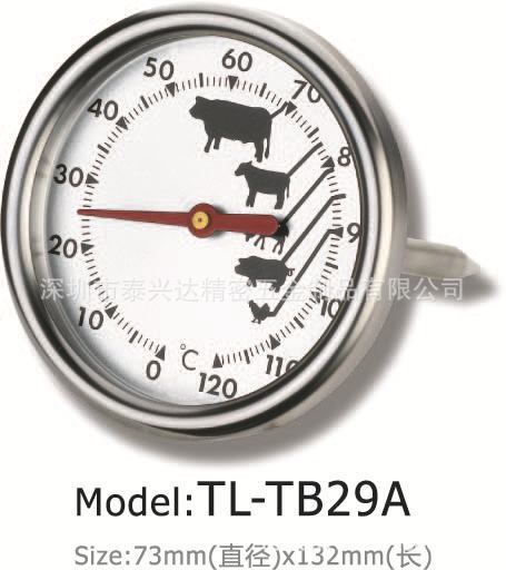 The stainless steel-fried thermometers, the oil-temperature thermometers, the beef roast baby-q barbecue thermometers.