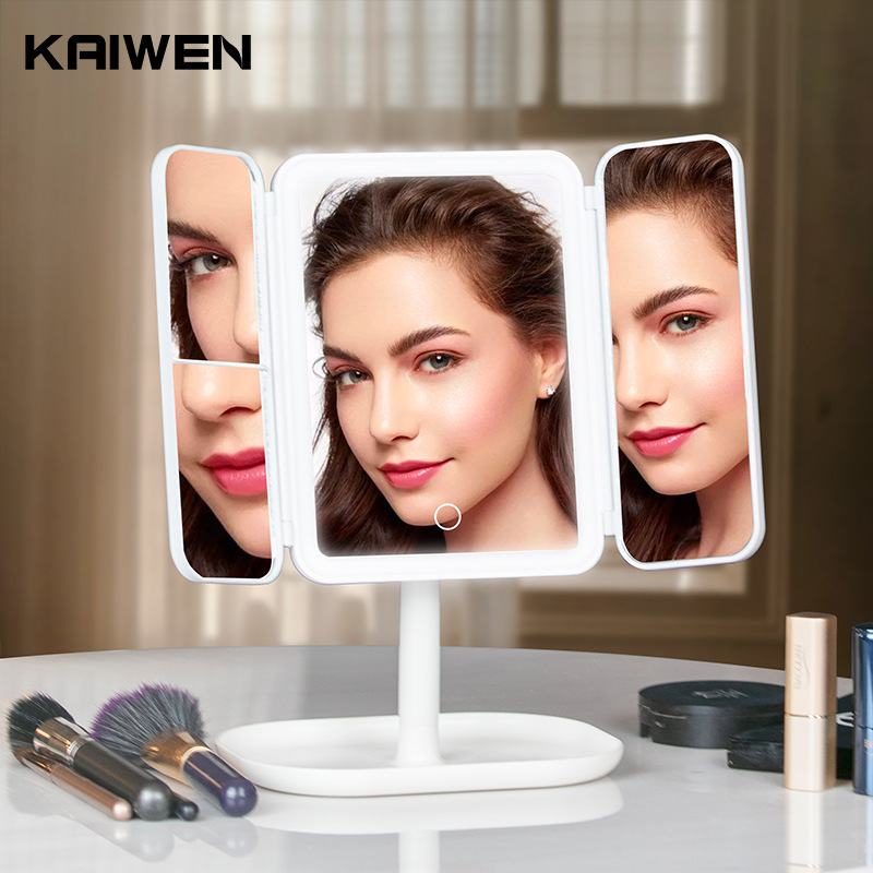 Cross-border LED makeup lens touch trifling mirror 2X3X10X zoom in 360 degrees to retweet led light