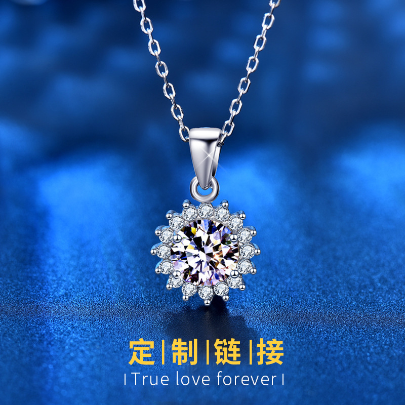 S925 pure silver sun, white gold necklace girl, O'Malsan Drilling Locked Chain Jewellery for custom design.