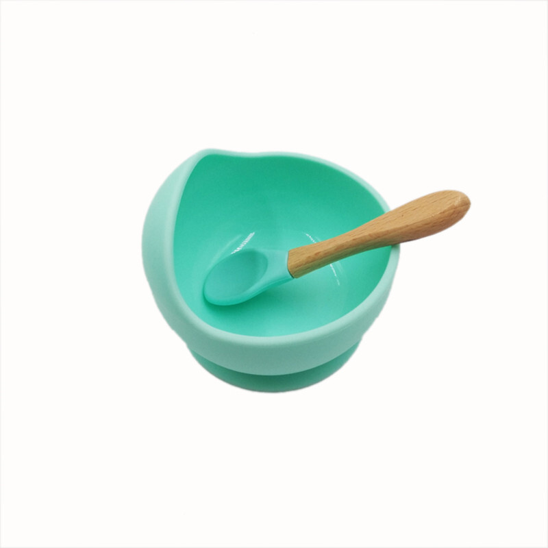 現貨批發食品級硅膠寶寶餐碗易清洗吸盤輔食碗 兒童餵養餐具碗勺
