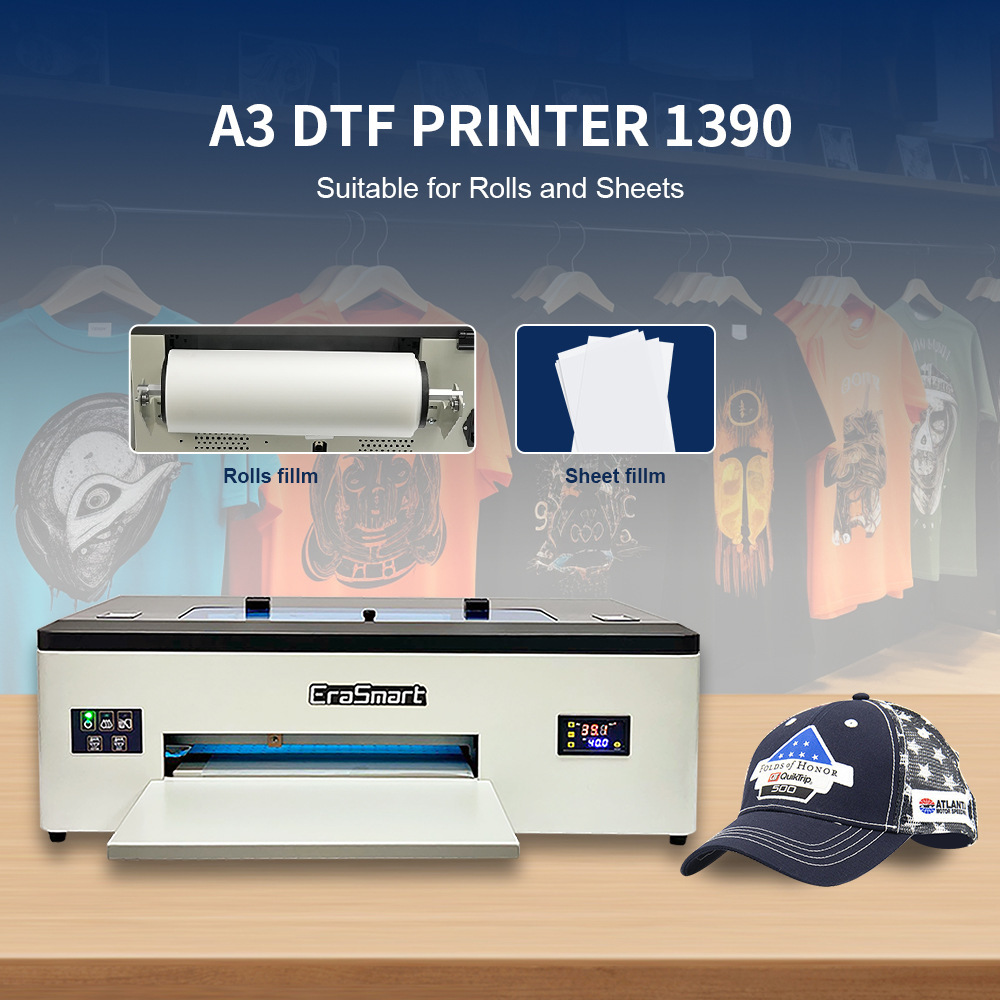 Erasmart 1390 A3 DTF Printer printing of white ink painting printer