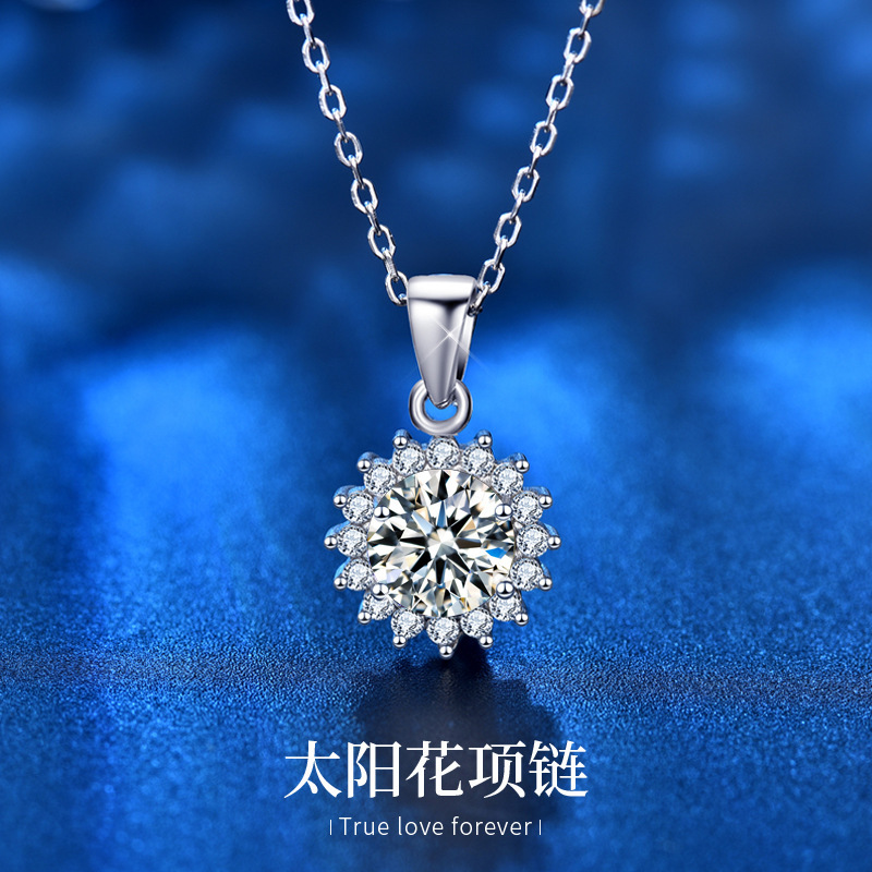 Mosanite 925 pure silver necklace girls designed a Korean-style wholesale of carnal clavicles.