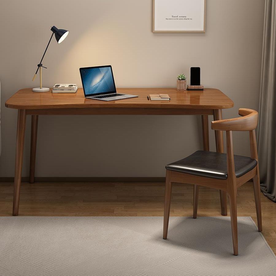 A modern, simple Nordic Japanese desk, computer room desk, small house-top log.