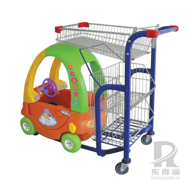 超市彩色金屬童趣車 商場兒童小孩手推車 兒童購物車