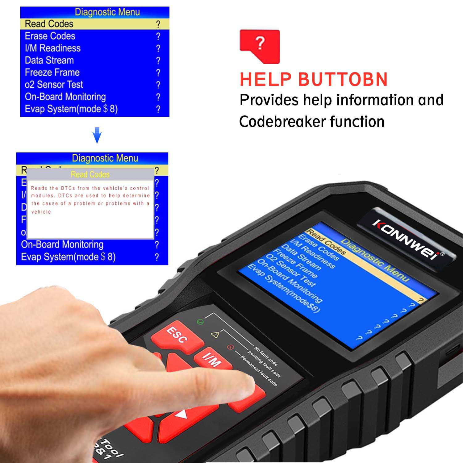 Konnwii KW850 OBDII EOBD Computer Fault Scanner Coder CarLog