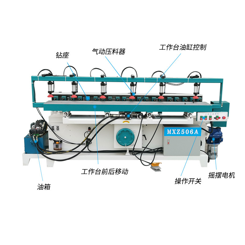 多轴铣槽机十二头液压气动水平打眼机椭圆型孔摇摆机床左右打眼机