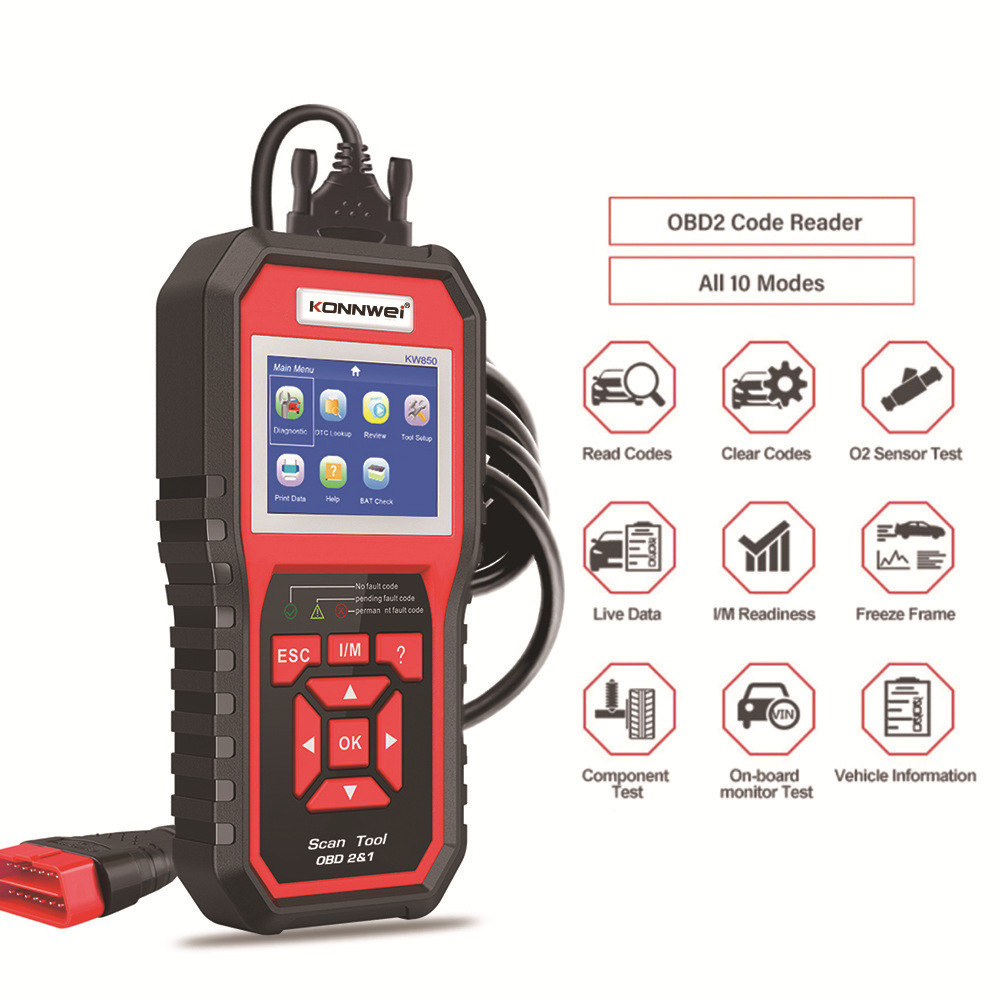 Konnwii KW850 OBDII EOBD Computer Fault Scanner Coder in support of ELM 327