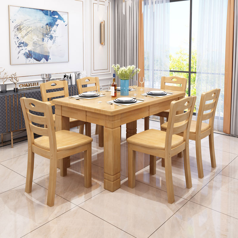 Wood table with a chair in a rectangular Chinese Western table with a dining room table and a dining table with a dining table