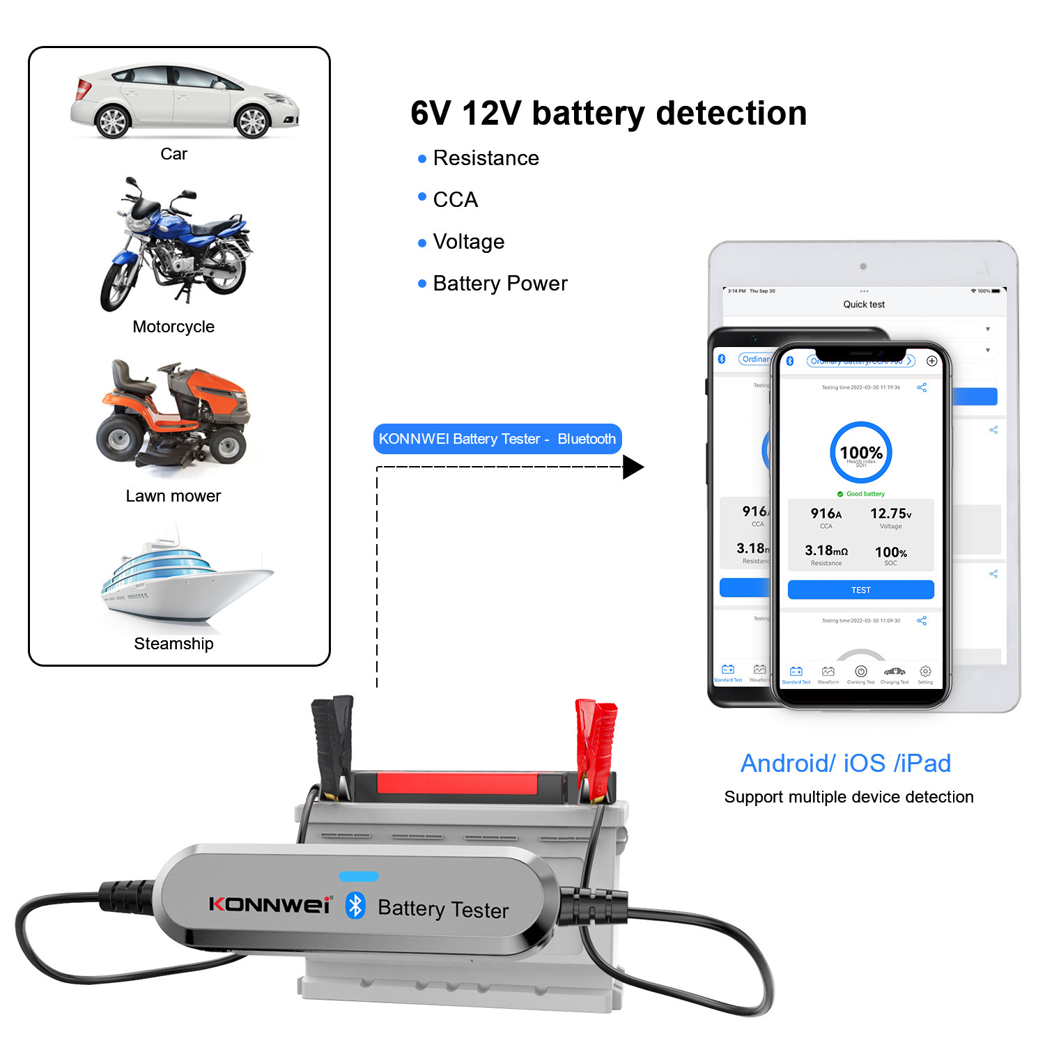 BK100 Bluetooth 4.0 5.0 Battery tester for bluetooth vials