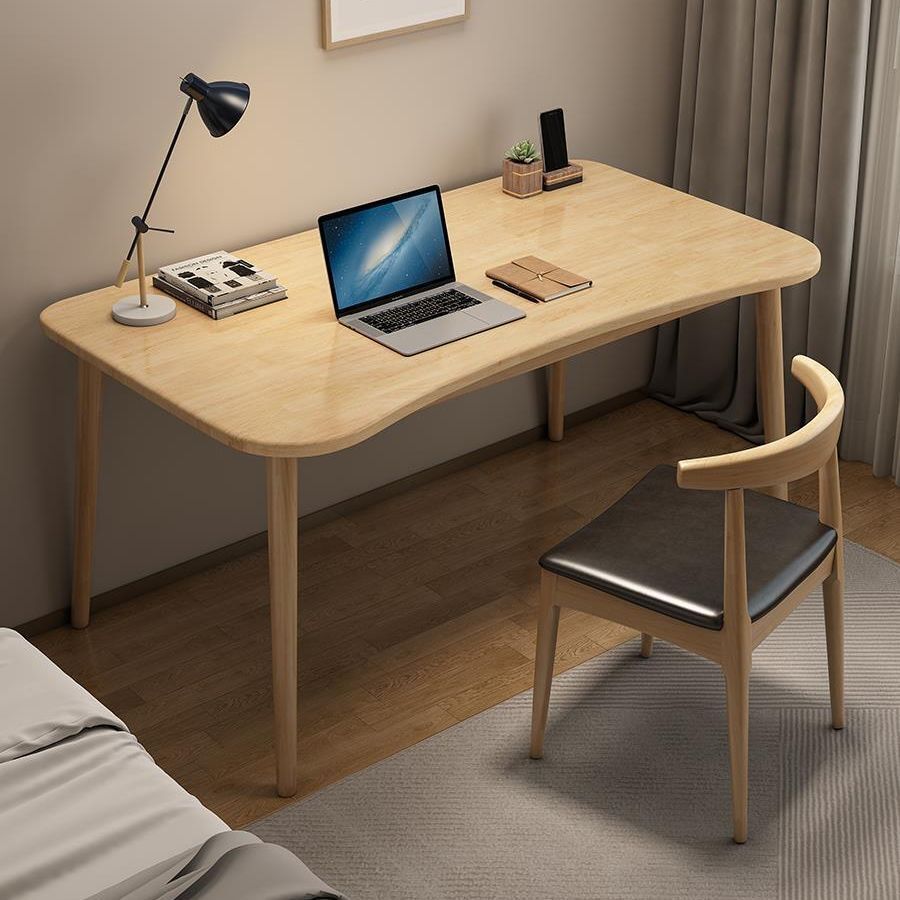 A modern, simple Nordic Japanese desk, computer room desk, small house-top log.