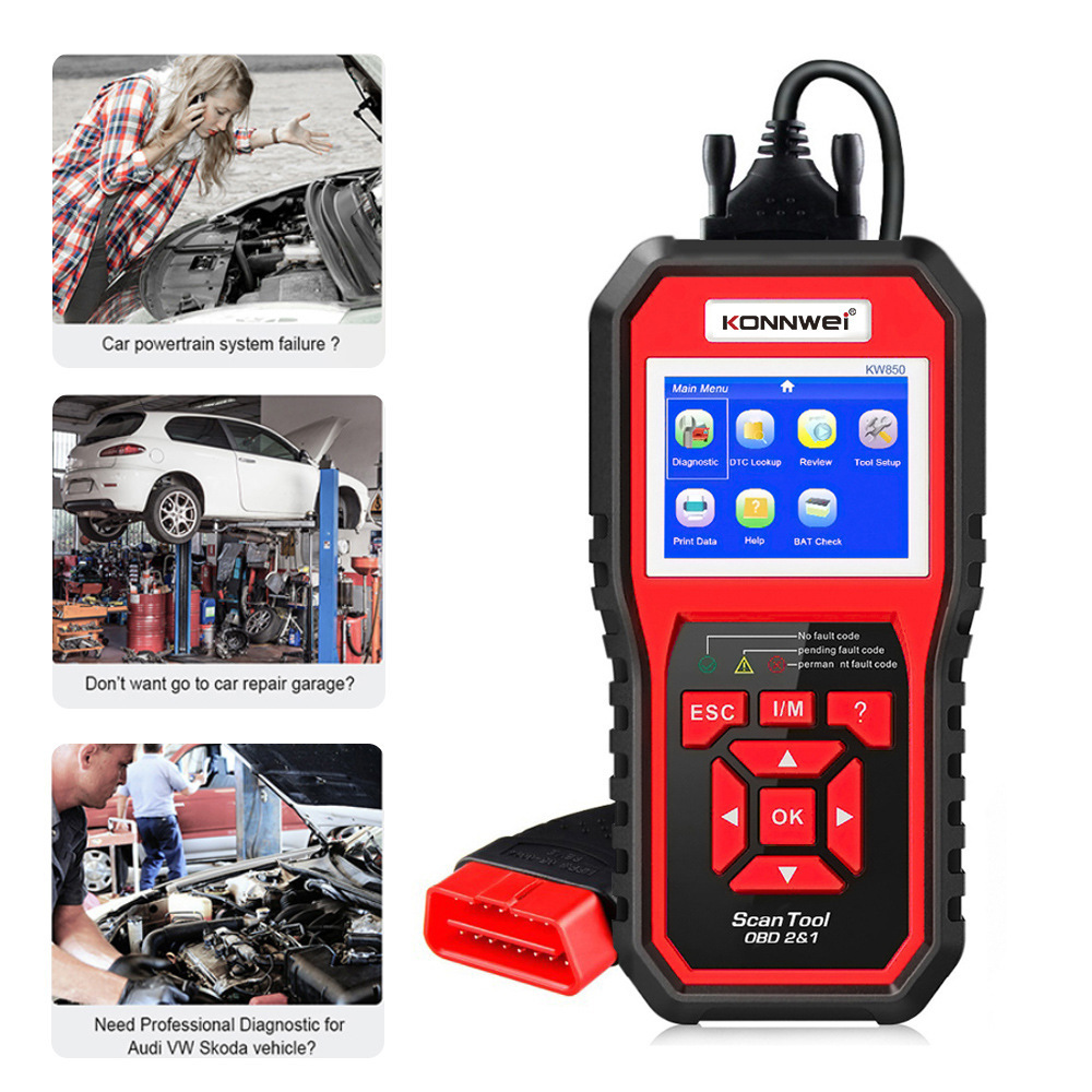 Konnwii KW850 OBDII EOBD Computer Fault Scanner Coder in support of ELM 327