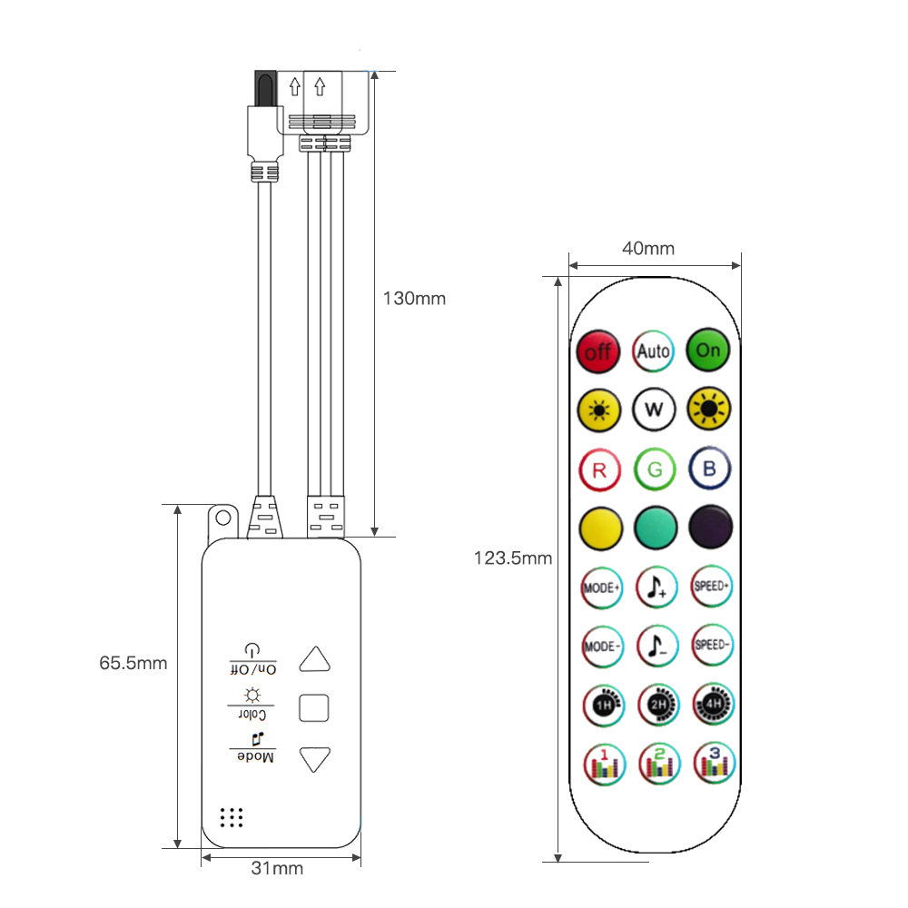 APP+Infrared Remote Control + External Microphone 24-Key Scratchwifi Music LED Lamps controller