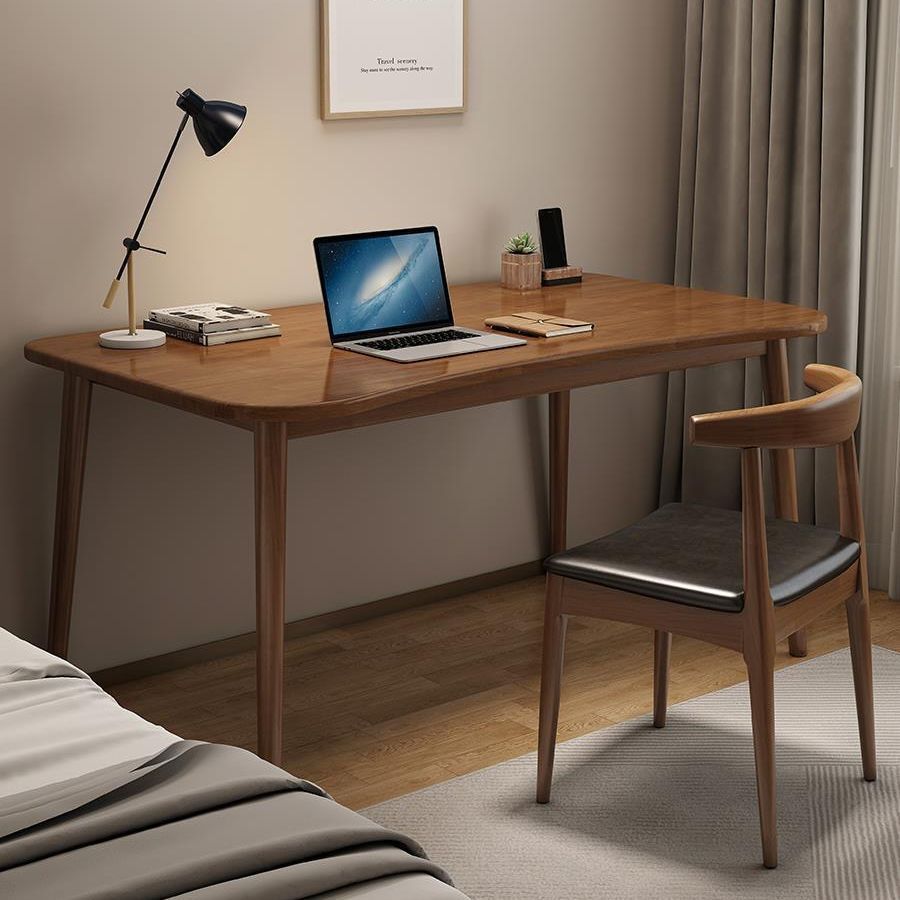 A modern, simple Nordic Japanese desk, computer room desk, small house-top log.