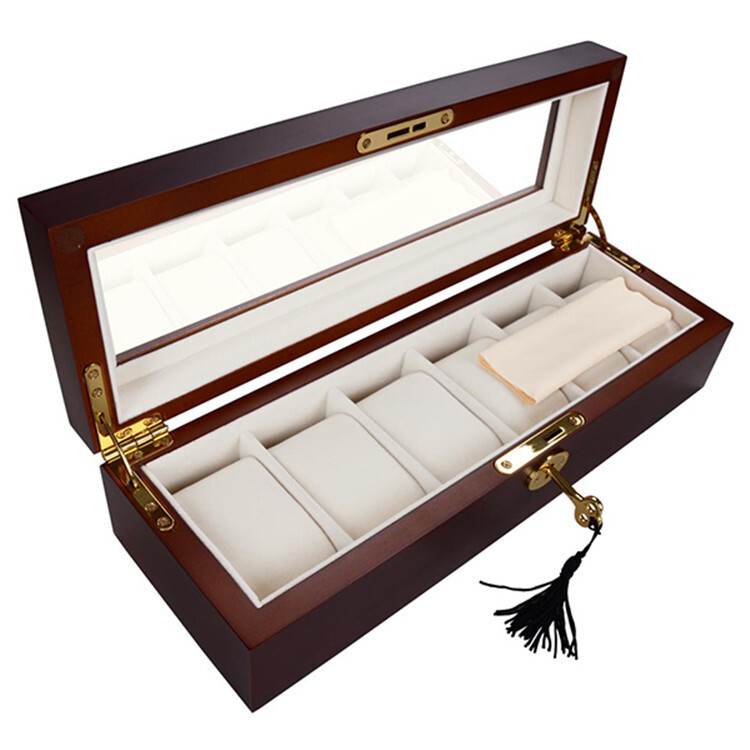 Six leather watch boxes, a wristwatch, a mechanical watch box, and a watch box.