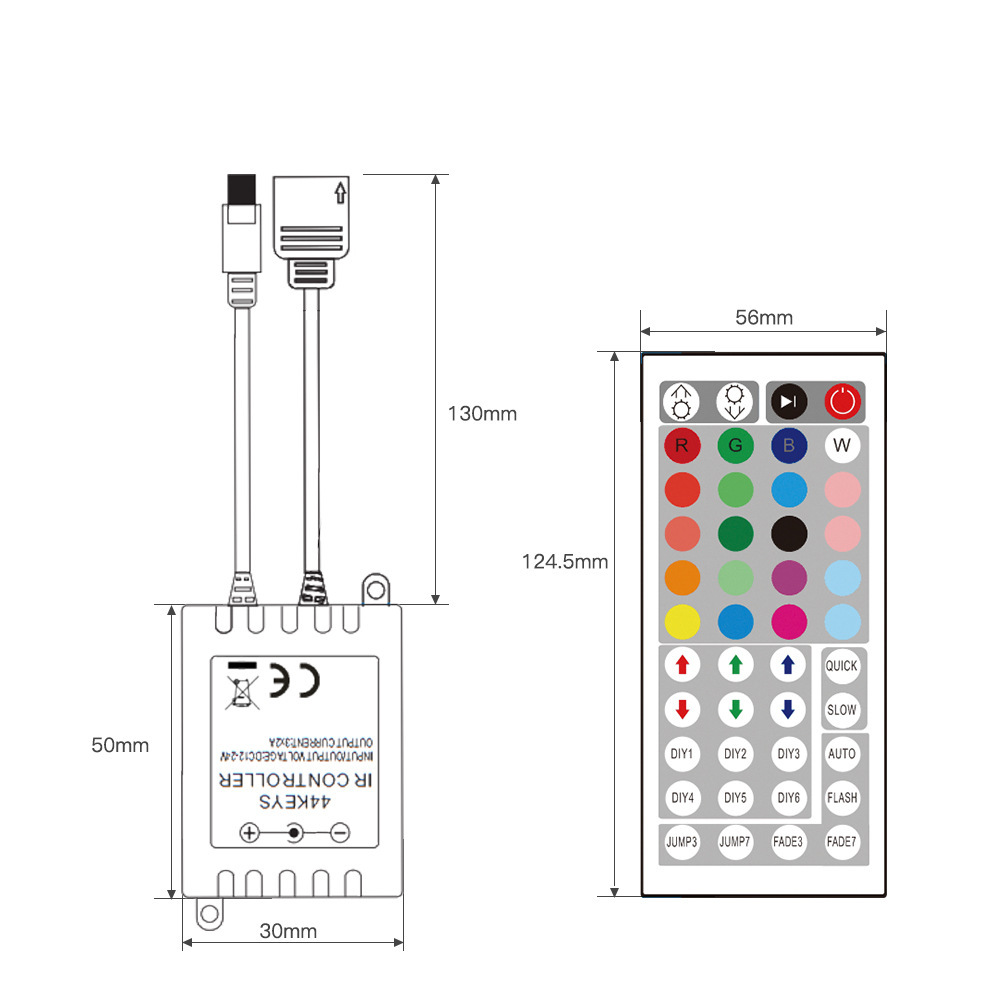 LED controller 44-Key Infrared rgb light belt controller 12-24V light belt white box controller