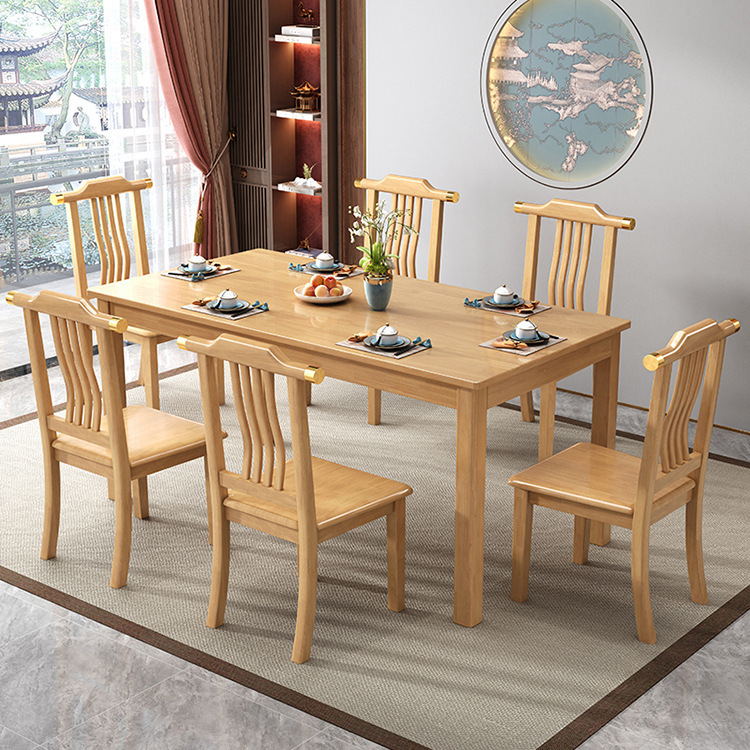 A new Chinese, fully wooded table and chair with a rectangular home with a modern, simple, small-house table.