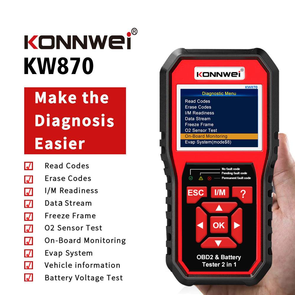 konnwei, new, KW870 Car Diagnator + Battery Tester + 2 Composite Product