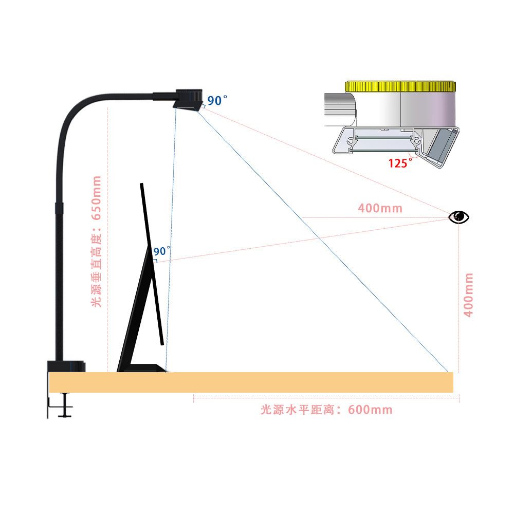 24W办公美式长臂台灯夹子式智能护眼灯国A级2022新款
