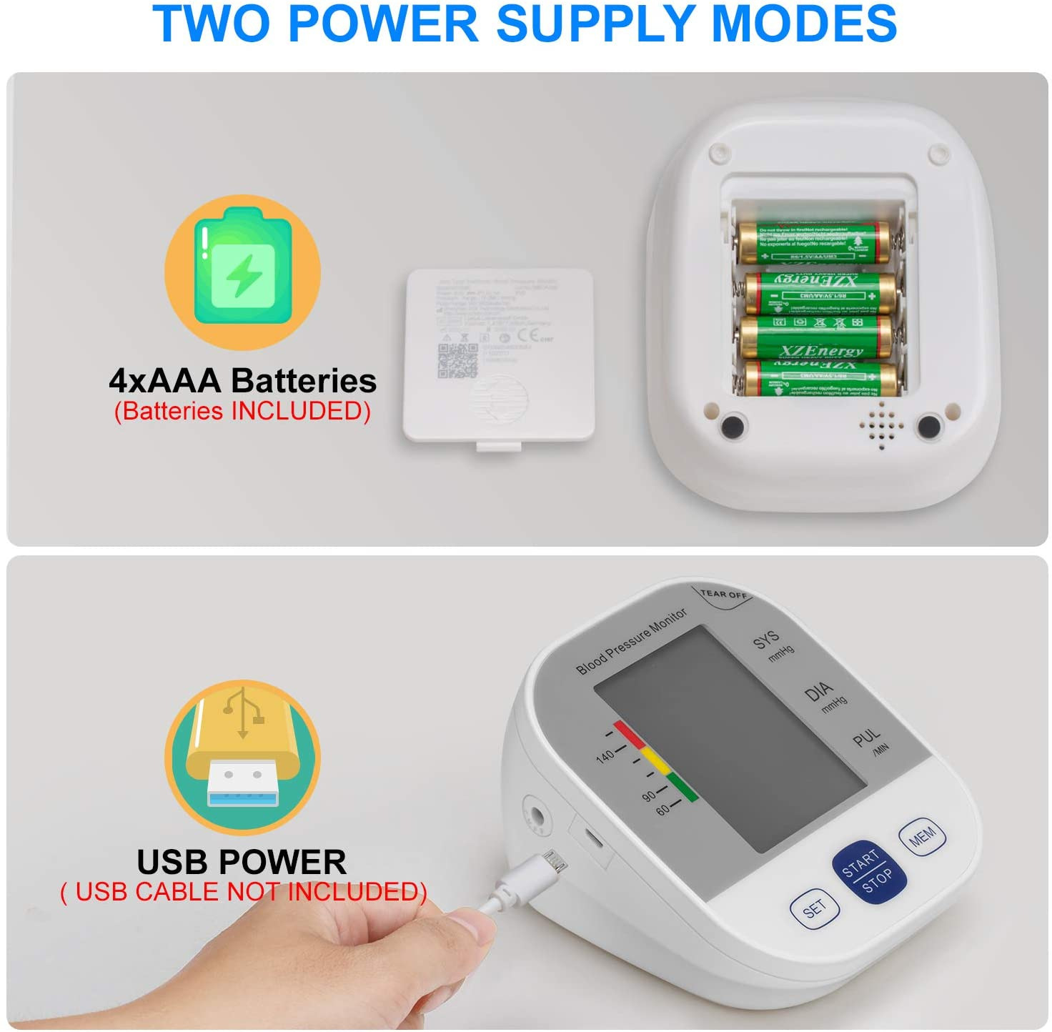 FDA CE跨境中英文電子血壓計血壓儀臂式測量儀USB充電款英文語音