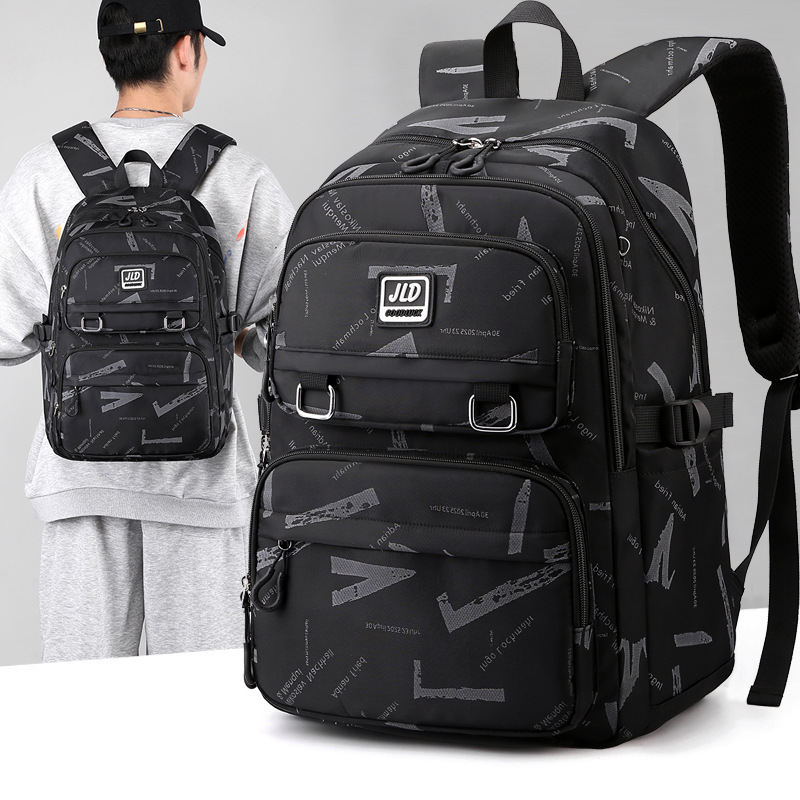 Cross-border travel, double-shouldered nylon boys, students' college students' school bags, high-capacity men's leisure backpacks.