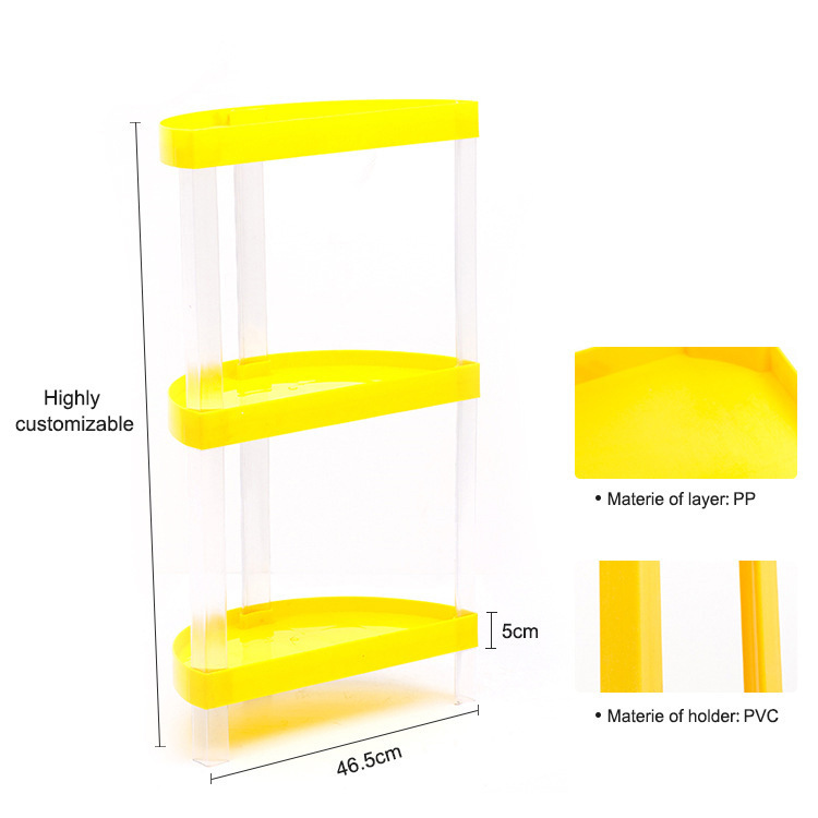 A 46-percent-turner display of round plastic shelves with oiled milk in excess of drinks