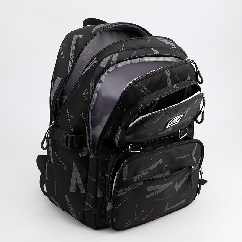 Cross-border travel, double-shouldered nylon boys, students' college students' school bags, high-capacity men's leisure backpacks.