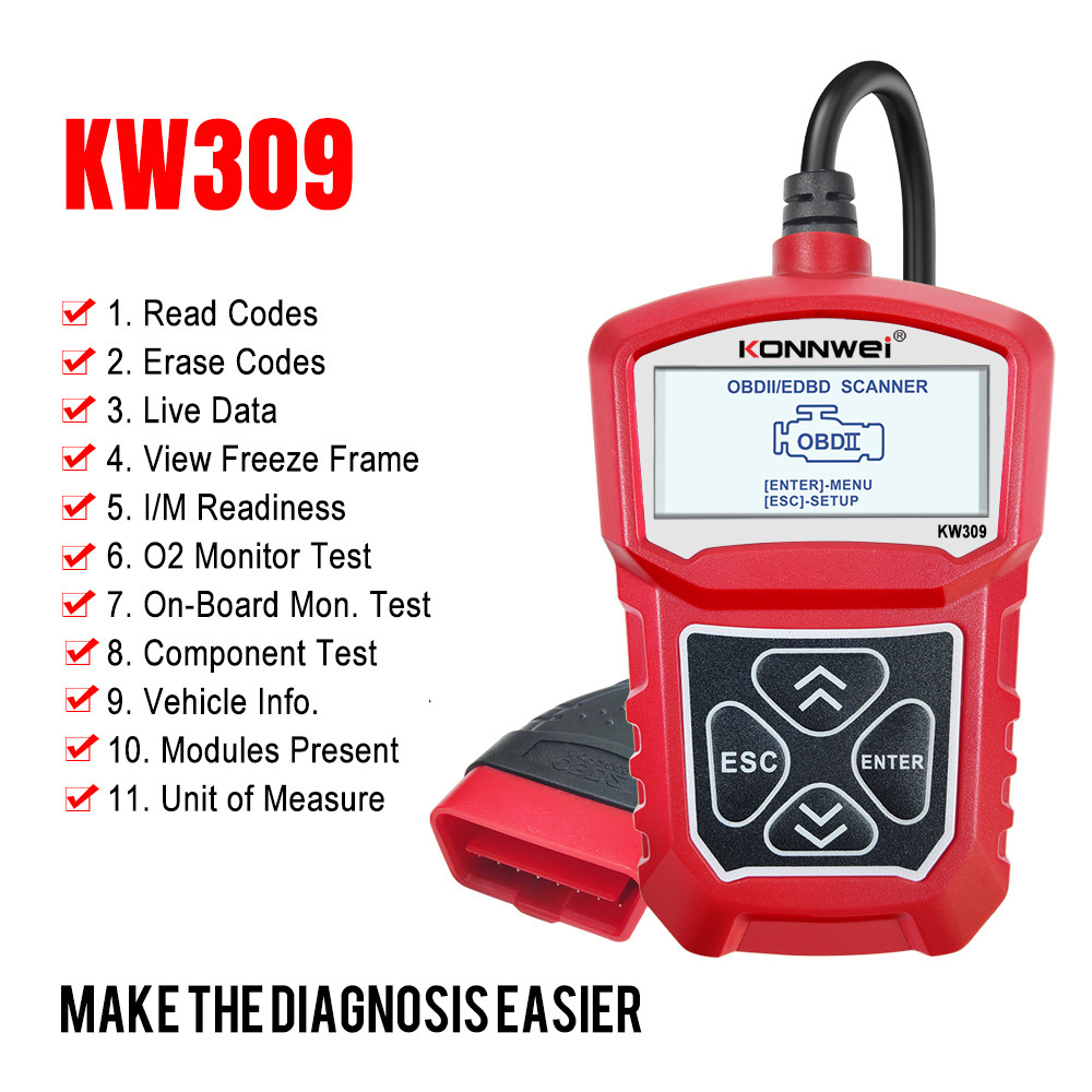 Seven-language Konnwei KW309 MS309 U480 obd2/eobd car failure diagnostic scanner