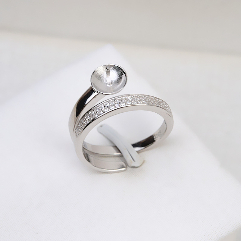 S925 Silver open Ring Ming Ming Mings with 9-10 ไข่มุกประดับ 262