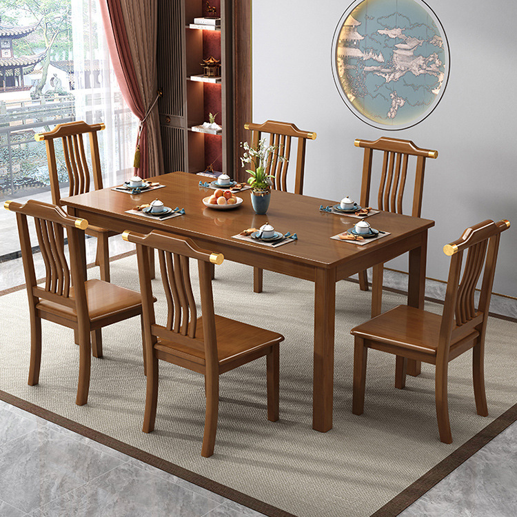 A new Chinese, fully wooded table and chair with a rectangular home with a modern, simple, small-house table.