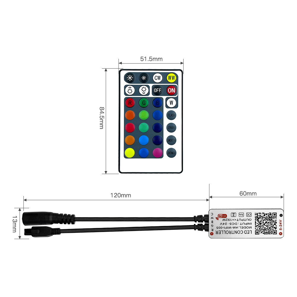 Điều khiển phát sinh wifi dẫn đầu bộ điều khiển dây cung nhẹ rgbwc đèn có dây nắp wifi điều khiển