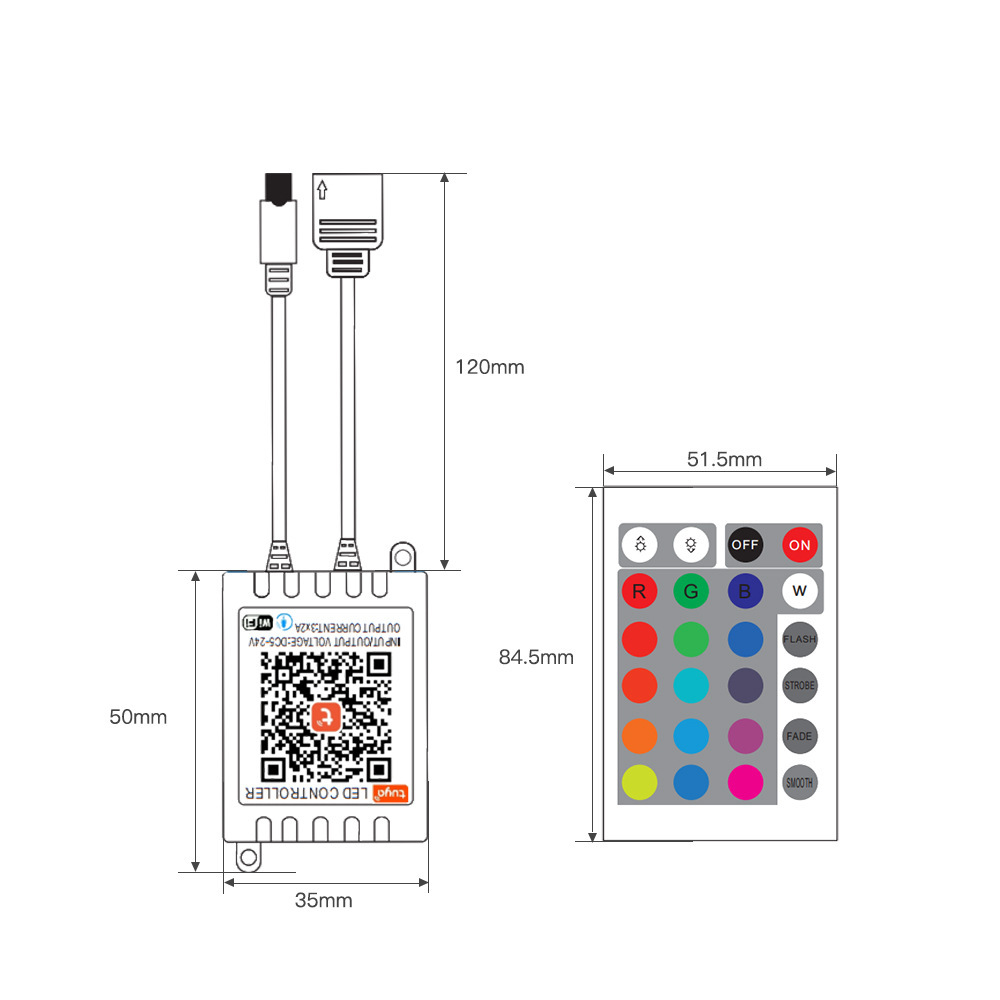 Shenzhen 24 key WiFi controller, graffiti app controller led controller, smart light belt controller.