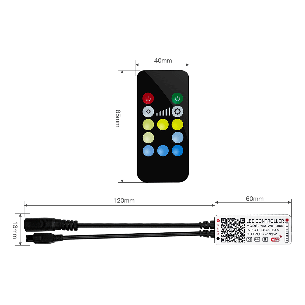 制造型工厂wifi控制器 5-24V灯带控制器 led双色温涂鸦wifi控制器