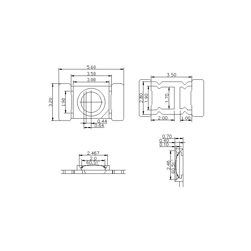 照明用LED灯珠SMD贴片LED灯片高显指SMD2835LED正白光高亮22-24LM