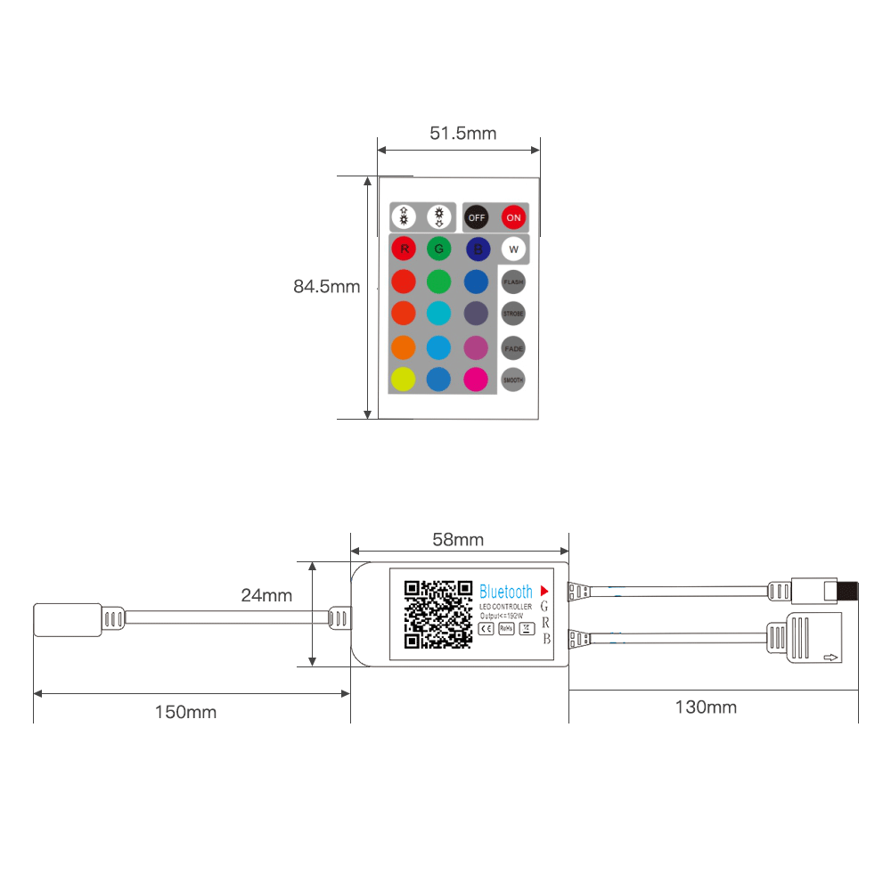 Shenzhen Plant 5-24V Bluetooth controller led light controller 24 key remote control Bluetooth light controller