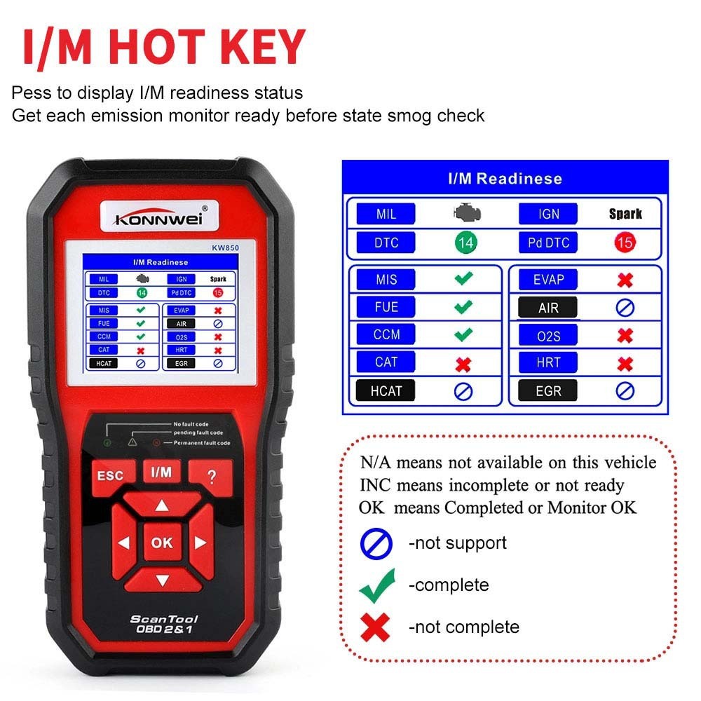 Konnwii KW850 ObdII EOBD Computer Fault Scanner Coder, Nine Languages, Al519