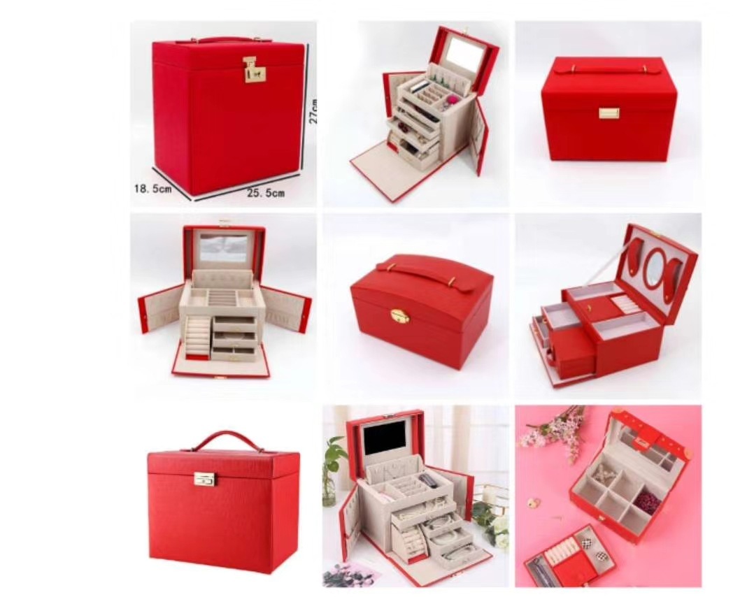 High-quality jewelry box with a large volume of European luxurious belt lock on princess marriage jewelry box.