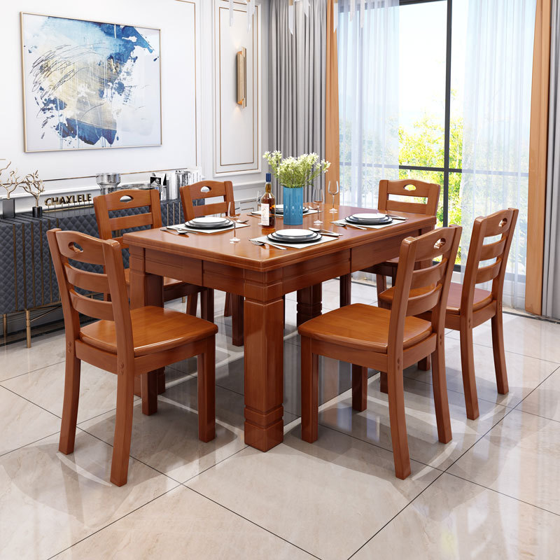 Wood table with a chair in a rectangular Chinese Western table with a dining room table and a dining table with a dining table