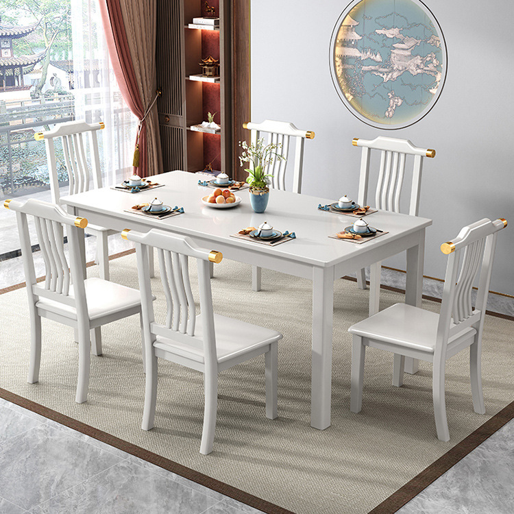 A new Chinese, fully wooded table and chair with a rectangular home with a modern, simple, small-house table.