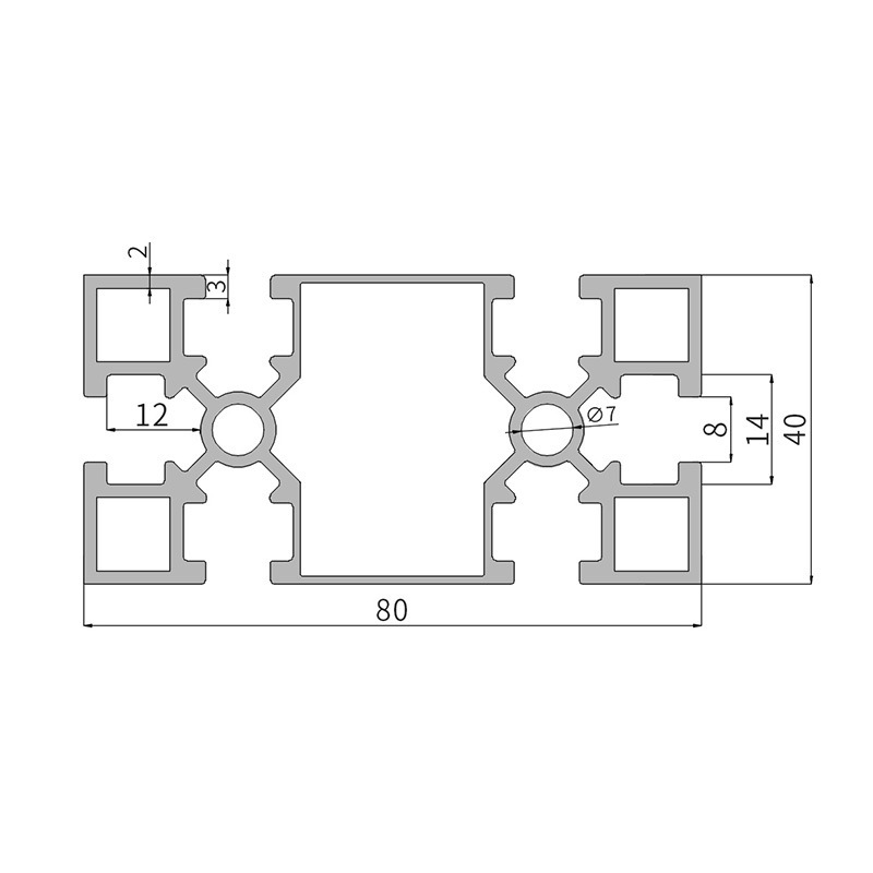 4080铝型材工业GB方管铝合金型材工作台水吧台围栏框架