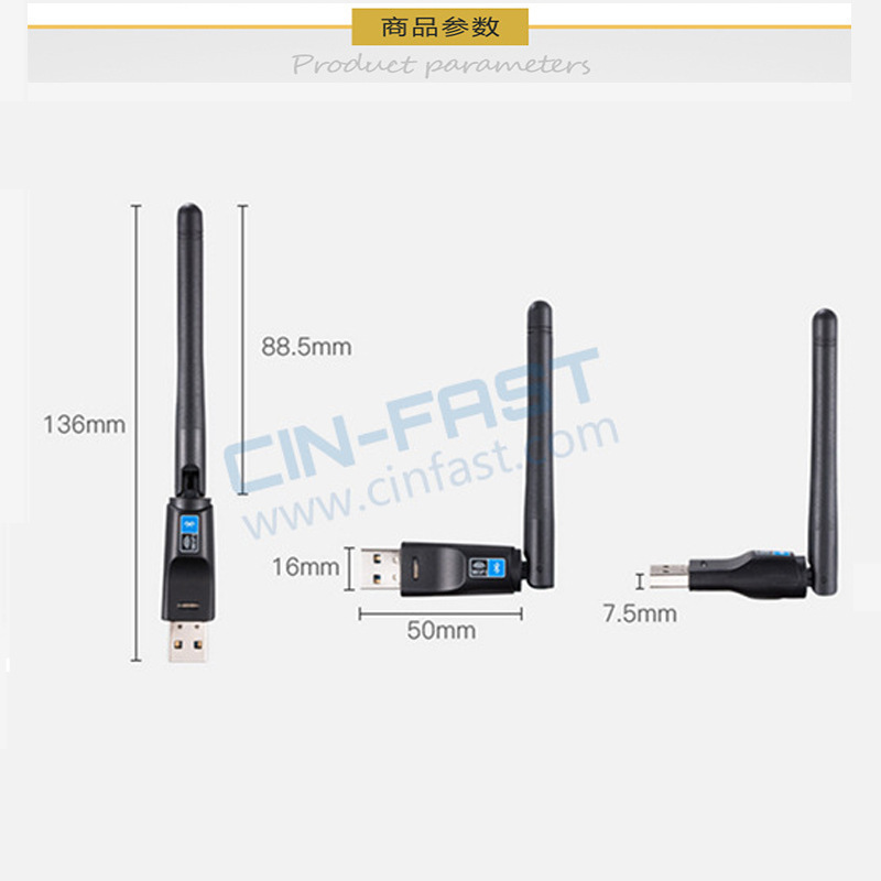 Bluetooth Two-Accompendant 150M USB Computer Wireless WIFI Receiver RTL8723BU chip