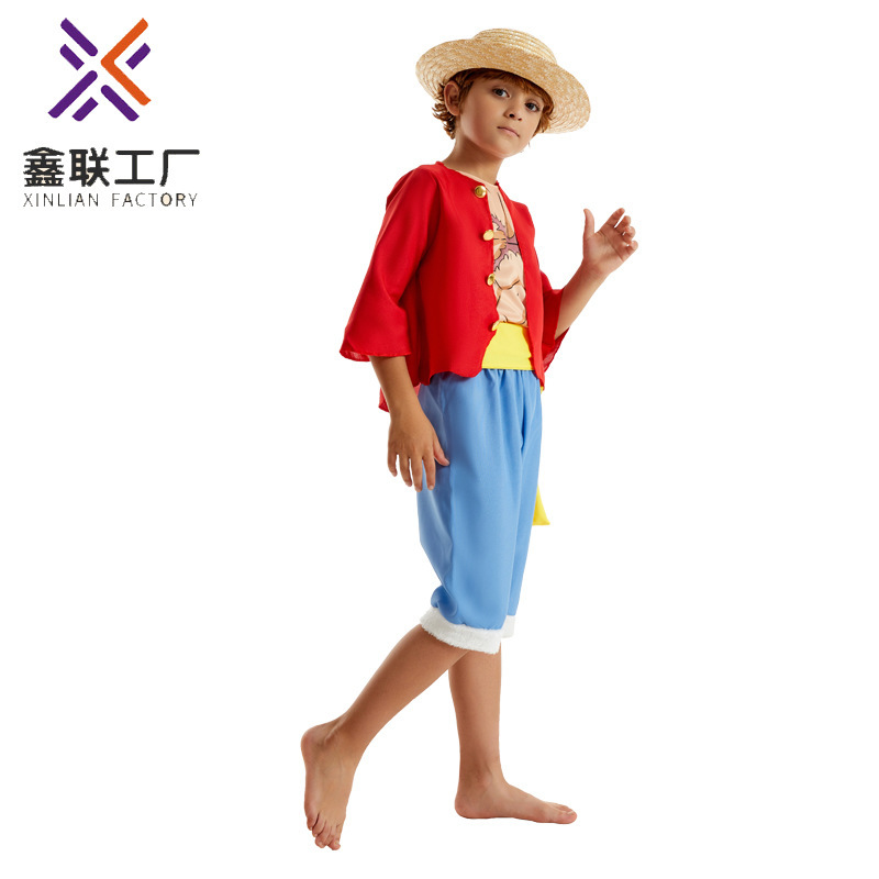 海贼王路飞cos服经典草帽儿童男装动漫服装角色扮演套装c服Luffy