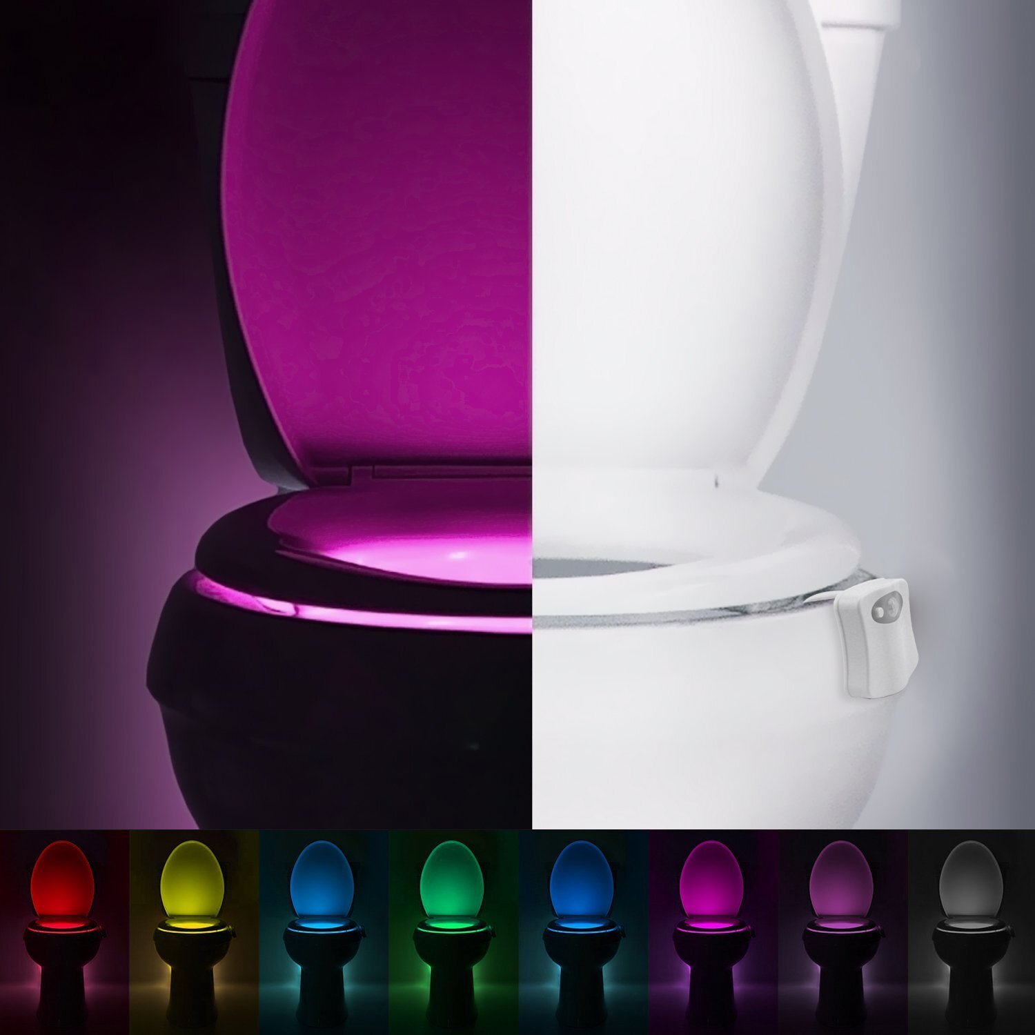 Cross-border creative novelty, toilet light, 16-colored toilet light sensory nightlight distribution.