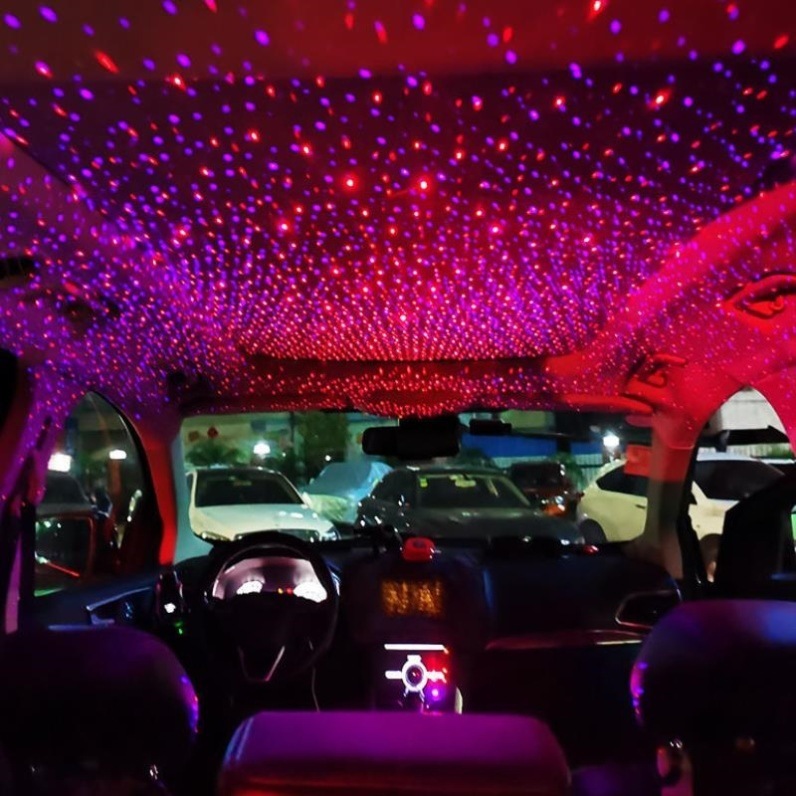 Car meteors retrofitted LED fibre-optic material, car roofs modified star ceiling lights