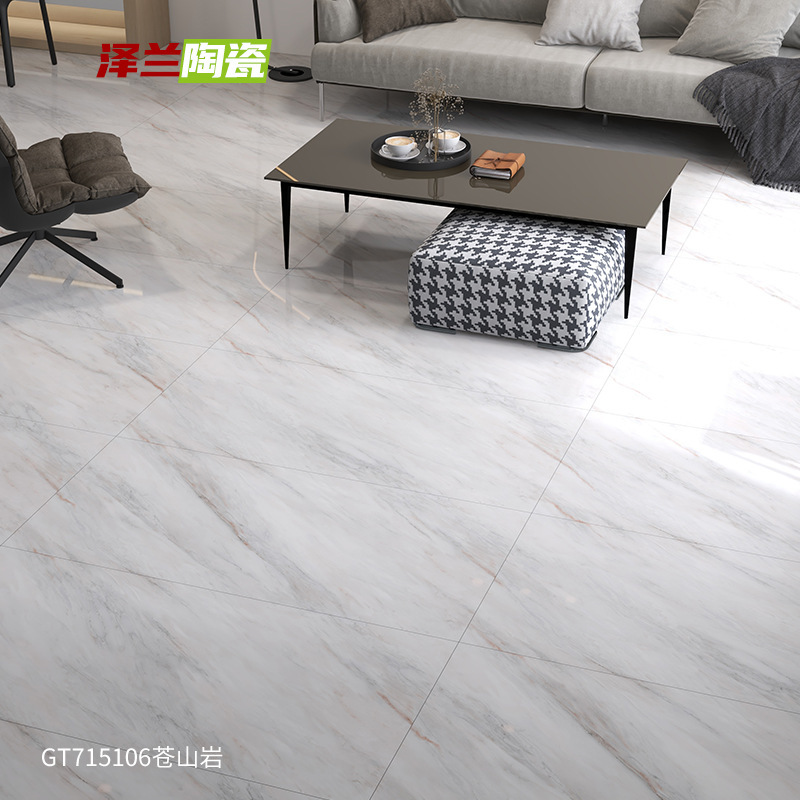 Modern, approximately 750 x 1500 floors, tiles of marble imitating marble bricks.