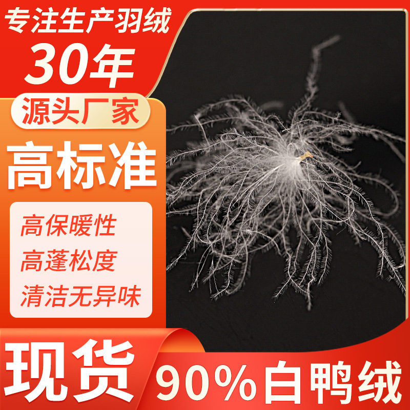 新国标散装羽绒大朵鸭绒90白鸭绒羽绒服原料枕芯羽绒被填充物