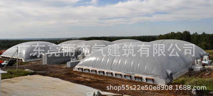 Inflated membrane construction, industrial storage of the membrane structure, the membrane tennis court, the gaseous membrane structure.