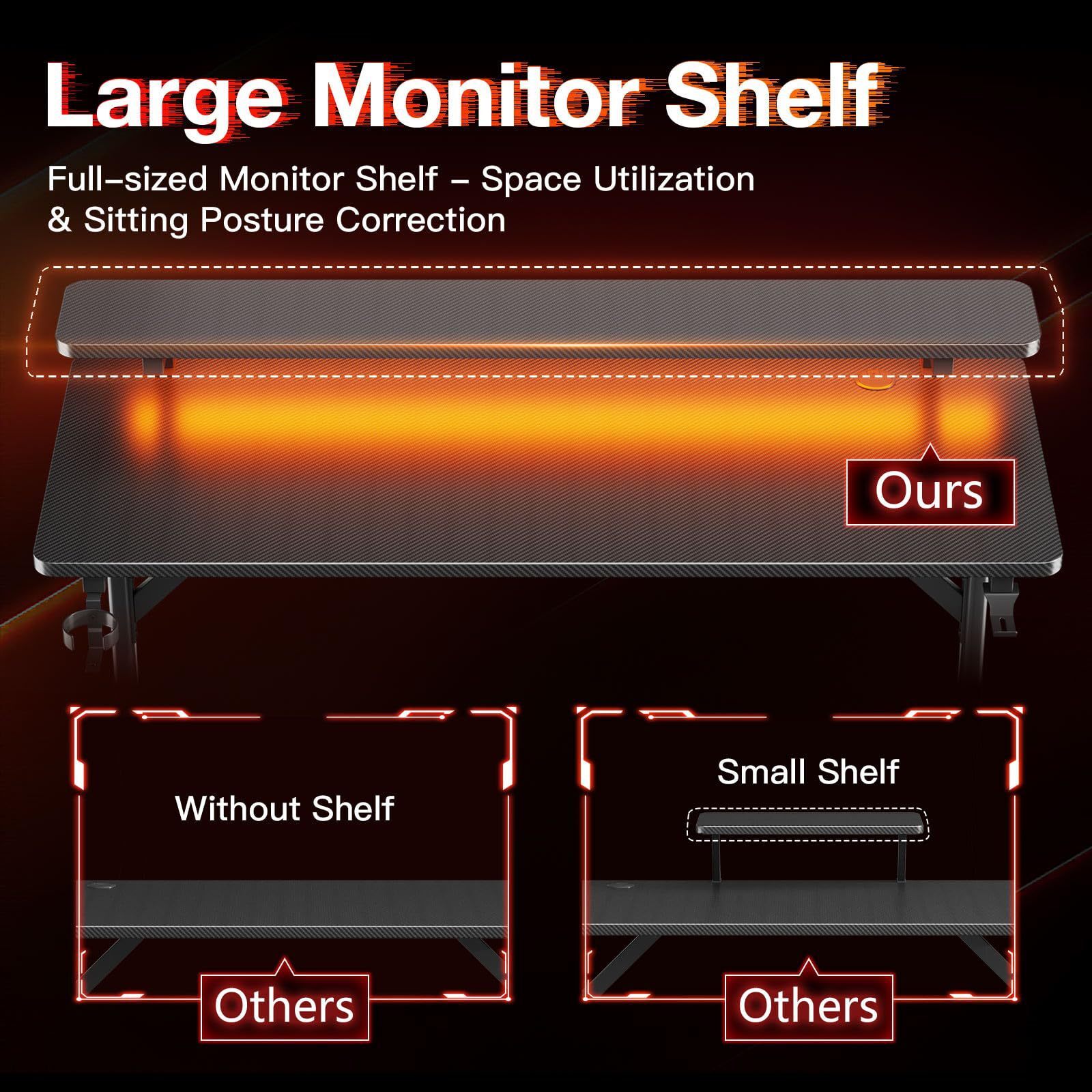 LED computer table desktop table RGB atmosphere carbon fibre grid bar