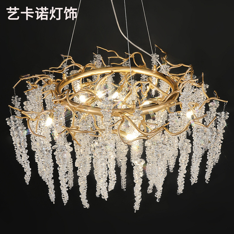 A post-modern light luxurious chandelier designer with a light luxurious high-end atmospheric Euro-French crystal lamp